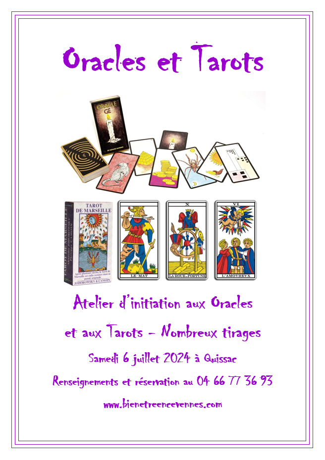 Affiche oracles et tarots juillet 2024